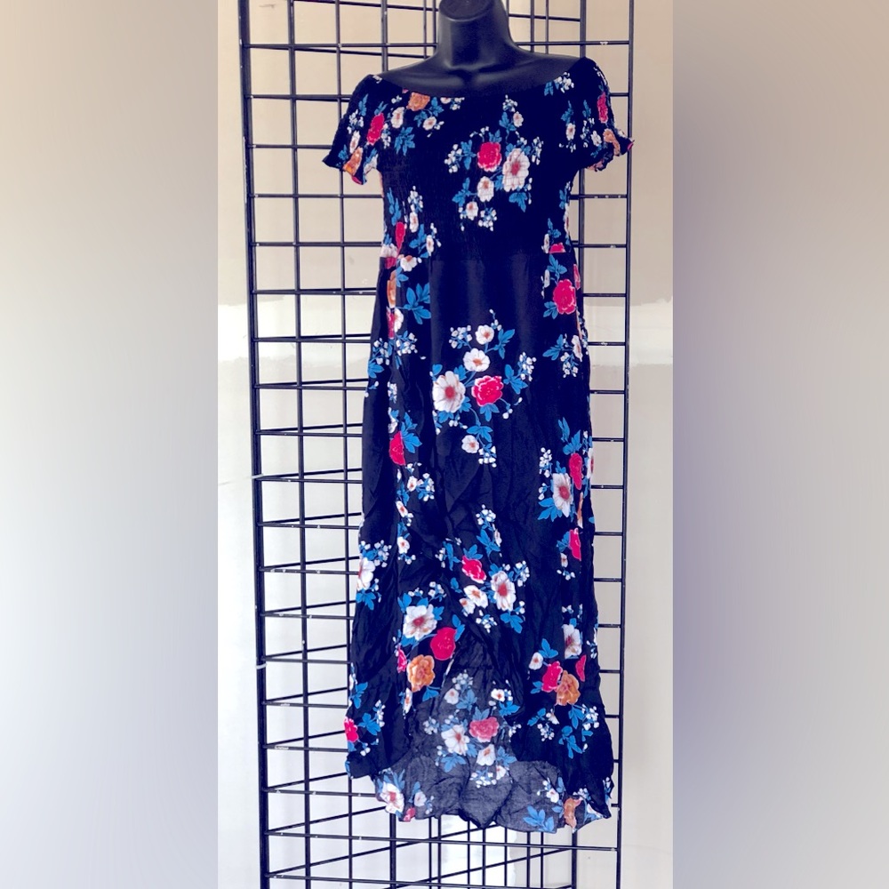 NWT Off the Shoulder High Low Dress-Blue